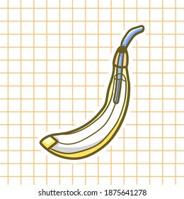 Banana glass kawaii illustration. Vector flat illustration. Chibi art