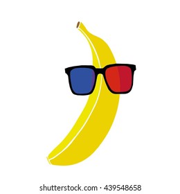 banana with glasses-vector illustration