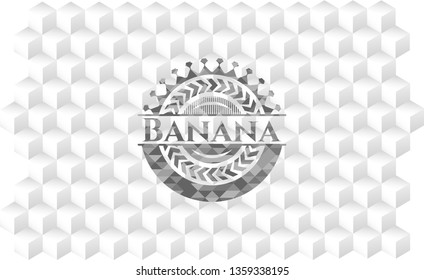 Banana grey badge with geometric cube white background