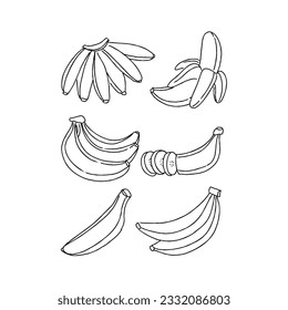 ensemble d'images vectorielles dessinées à la main de gribouillis de banane