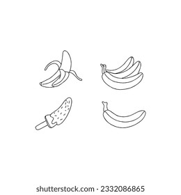 banana hand drawn doodle illustrations vector set