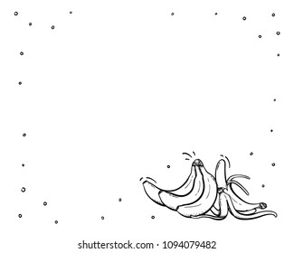 Banana Hand drawn Frame Background Illustrations vector for poster, wallpaper, cover, flyer