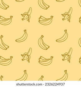 Banana hand drawn repeat printable seamless pattern. Banana fruit background.