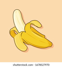El plátano es dibujado a mano en vector.