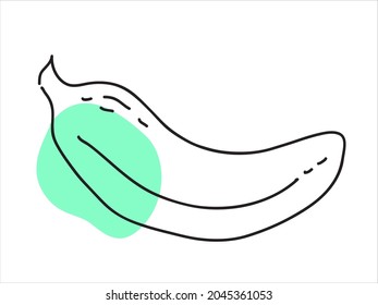 banana in a hand-drawn style. Icon for sports, diet, fitness. 
A healthy lifestyle. 
Vector doodle illustration