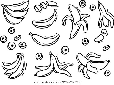 banana handrawn illustration vector, doodle style