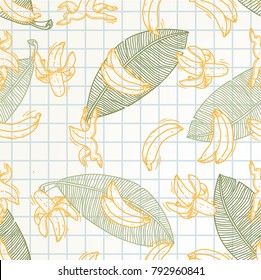 banana handrawn pattern and summer themed