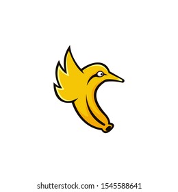 Banana hummingbird mascot logo design