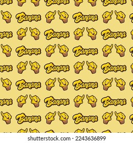 Banana Ice Cream Pattern Illustration Logo Vector