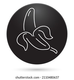 banana icon, black circle button, vector illustration.