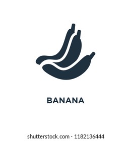 Banana icon. Black filled vector illustration. Banana symbol on white background. Can be used in web and mobile.