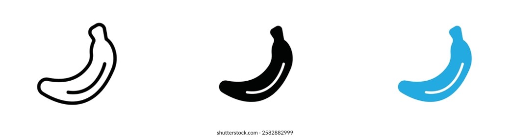 Banana icon black white vector outline