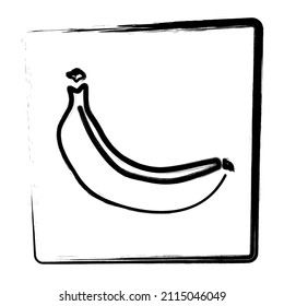 Banana icon. Brush frame. Vector illustration.