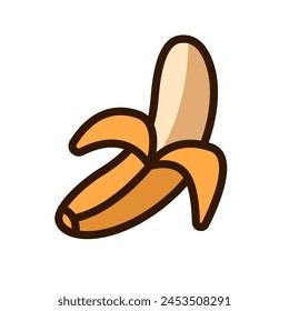 Banana icon with colorful design. Simple banana cartoon illustration