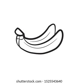 Banana Icon In Doodle Sketch Lines Icon