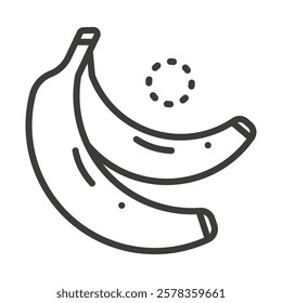 Banana icon with editable stroke to any thickness no color. Vector illustration.