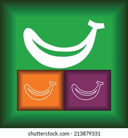 Banana Icon Flat on Color Button background