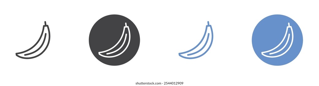 Icono de plátano Conjunto plano en color blanco y negro