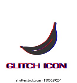 Banana icon flat. Simple pictogram - Glitch effect. Vector illustration symbol