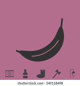 Banana icon flat. Simple vector grey pictogram and bonus symbol