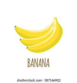 Banana icon in flat style. Isolated object. Banana logo. Vector illustration on white background