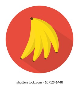 banana icon in flat style with long shadow, isolated vector illustration on white transparent background