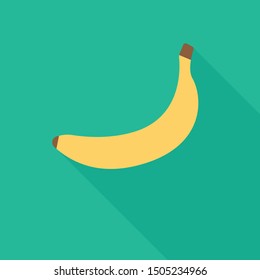 banana icon in flat style with long shadow, isolated vector illustration on green transparent background