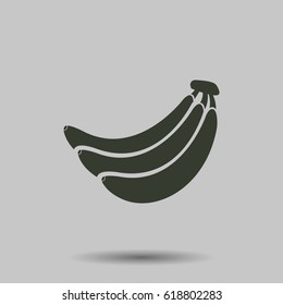Banana icon. Flat vector illustration in black on white background.