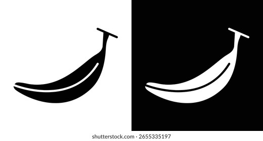 Bananensymbol in flacher Version auf schwarz-weißem Hintergrund