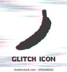 Banana icon. Glitch effect vector icon. Pixel art. 8 bit