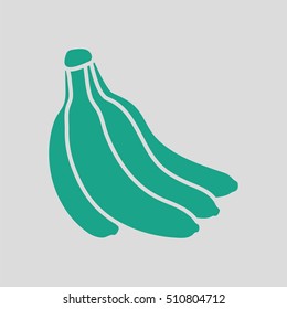 Banana icon. Gray background with green. Vector illustration.