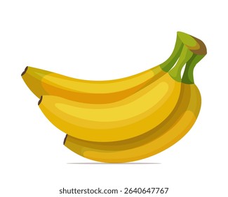 Banana icon. Illustration of three yellow tropical fruit isolated on white background. Vector Not AI generated