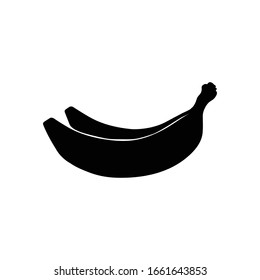 banana icon, isolated, black on the white background. Vector