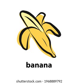 Banana icon isolated on white background.Banana is a fashionable and modern symbol for graphic and web design.Yellow fruit is a flat vector illustration for logo, website, app, ui.drawn with a brush