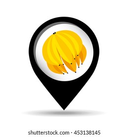 banana icon in a label symbol, vector illustration