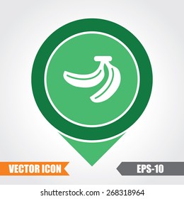 Banana Icon On Map Pointer. Eps.-10.