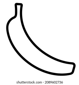 Banana icon on white background. Vector illustration. Hand-drawn detailed fresh banana in yellow skin.