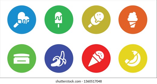 banana icon set. 8 filled banana icons.  Simple modern icons about  - Ice cream, Cream, Banana