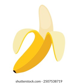 Banana icon set isolated vector illustration. Peel bananas, yellow fruit and a bunch of bananas. Tropical fruits, banana snacks or vegetarian nutrition.