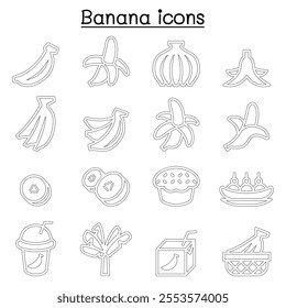 Banana icon set in thin line style