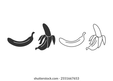 Banana icon set in trendy flat style. Vector