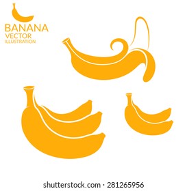 Banana icon set. Vector illustration EPS10. Isolated bananas on white background. Yellow fruit vintage style