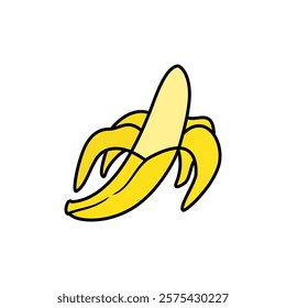 banana icon, simple flat style, pictogram logo sign symbol vector illustration, isolated on white for mobile app