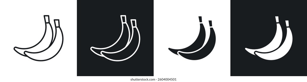 banana icon symbol collection on white background.