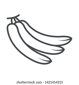 banana icon thin line vector in white background