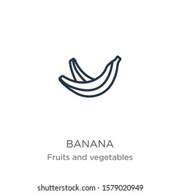 Banana icon. Thin linear banana outline icon isolated on white background from fruits collection. Line vector sign, symbol for web and mobile