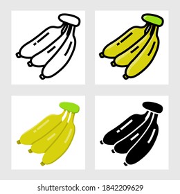 banana icon vector design in filled, thin line, outline and flat style.