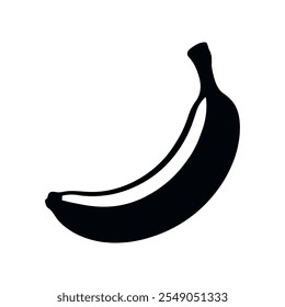 Banana icon vector illustration isolated on white. One simple banana stencil logo design. Fruit silhouette symbol. Template for laser cutting wall art.