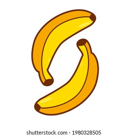 Bananensymbol, Vektorgrafik auf weißem Hintergrund