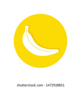Banana icon vector isolated on yellow circle. Illustration of banana button for web and mobile